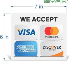 Durable 7×6 Inch Vinyl Credit Card Acceptance Signs – 4 Pack for Businesses