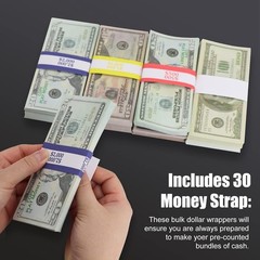 Wooden Cash Tray with 30 Currency Wrappers, Single Compartment Money Organizer