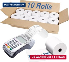 (10 Rolls) 3 1/8 X 230 Thermal Paper Receipt Rolls Fits All Clover Pos/Cash Sale
