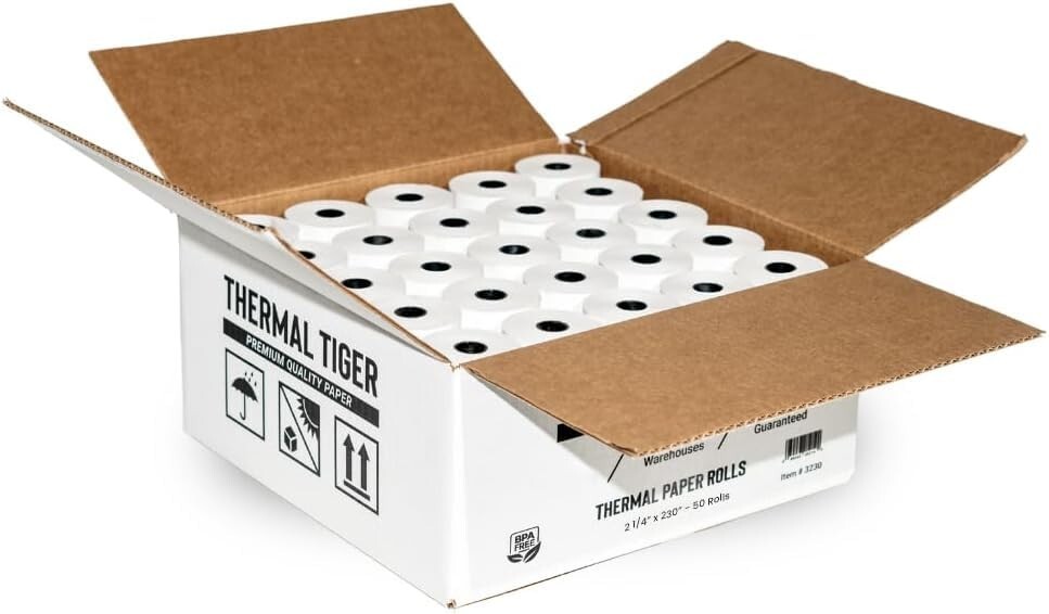 Thermal Tiger Thermal Paper Rolls 3 1/8 x 230, BPA-Free 10-Roll Pack