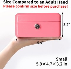 Compact Locking Box with Key Control – Small Pink Cash Box for Secure Keeping