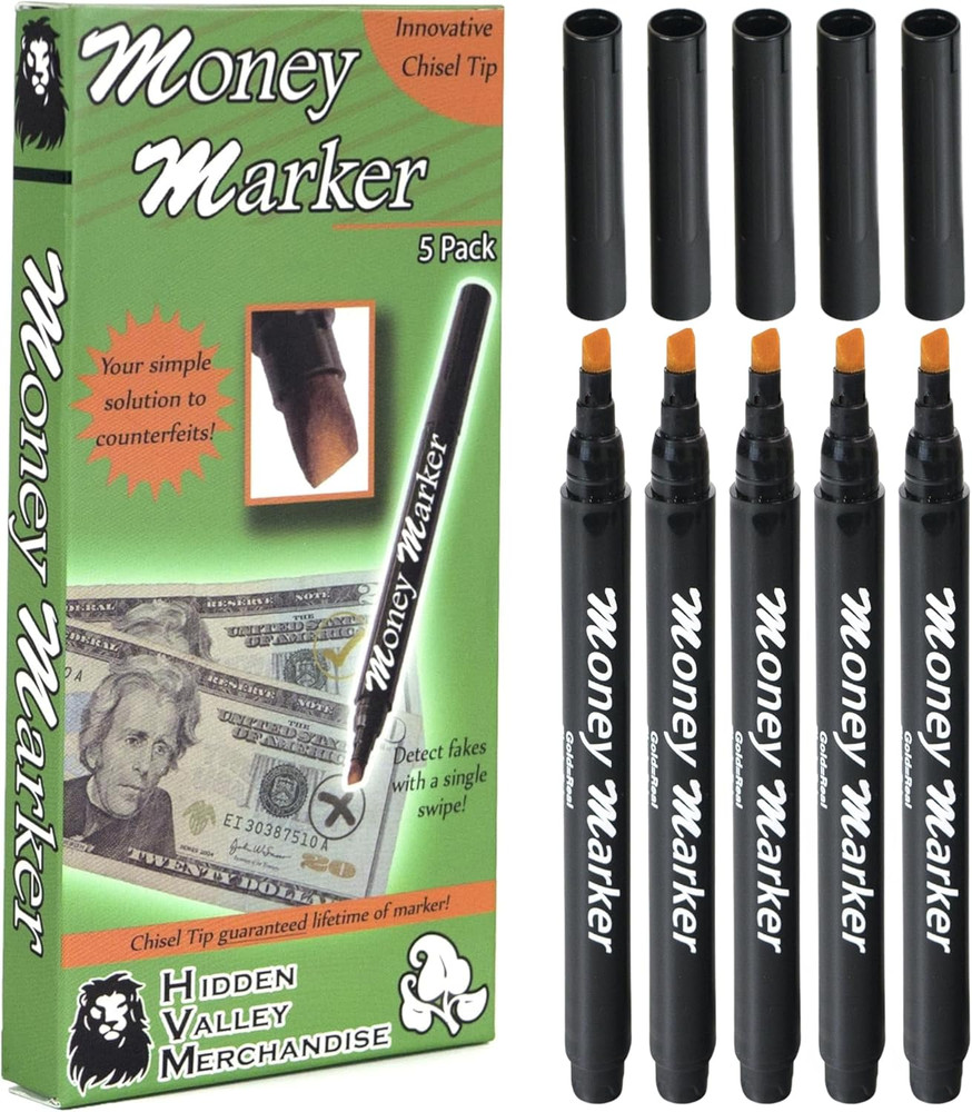 Counterfeit Detector Money Marker Instant Bill Verification Cash Handling 5 Pack
