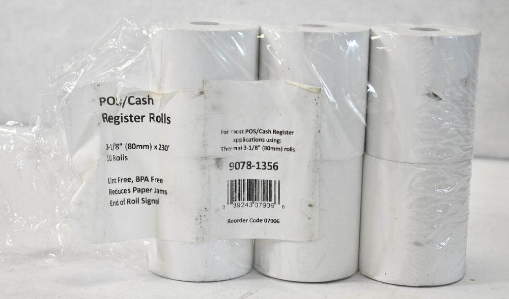 PM Company POS Cash Register Rolls 3-1/8″ x 230′ BPA Free 6 Pack 9078-1356