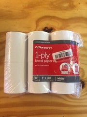 1-Ply Paper Rolls 6 Count Bright White 3″ x 128ft Office Depot Item 109-023