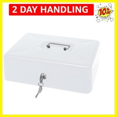 Steel Cash Box with Key Lock, Metal Small Money Organizer with Money Tray,Cas…
