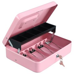 Cash Box with Money Tray and Key Lock,Tiered, Cantilever Design,4 Bill / 5 Co…