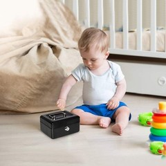 Small Portable Cash Box with Key Lock – Metal Coin Bank for Adults & Kids