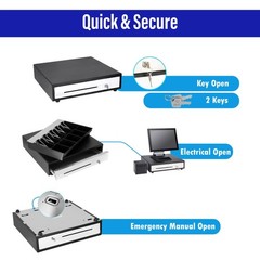 SAM4s 16 Stainless Steel Front Heavy Duty Black POS Cash Drawer with 5Bill/5Coin