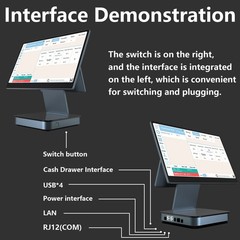Touch Screen POS Cash Register for Small Business Retail and Restaurant Terminal