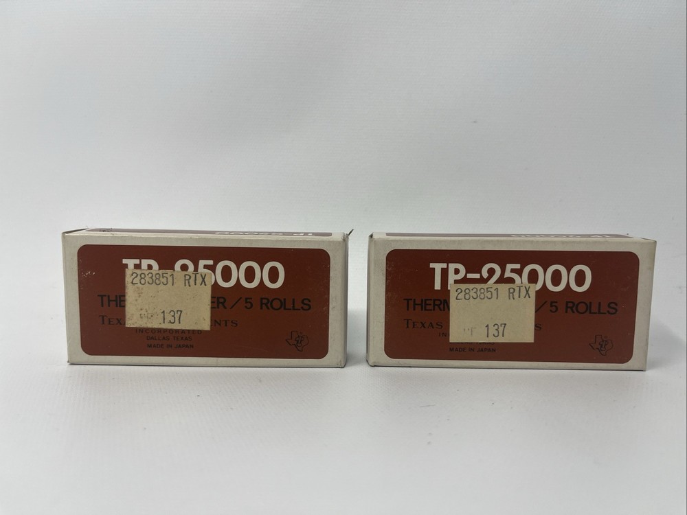 Vintage Texas Instruments TP-25000 Thermal Paper Rolls Made In Taiwan – Lot Of 2