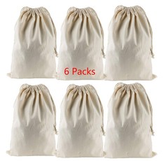 Lanyani 6 Packs Bank Coin Money Cash Bag Sacks, 12″ x 17″ Large, Natural