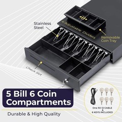 Cash Register Drawer with Removable Coin Slots
