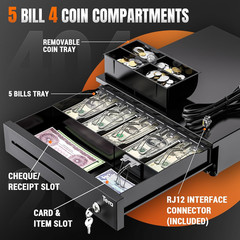 16″ Cash Register Drawer with 6 Bill & 4 Coin Tray for POS Systems