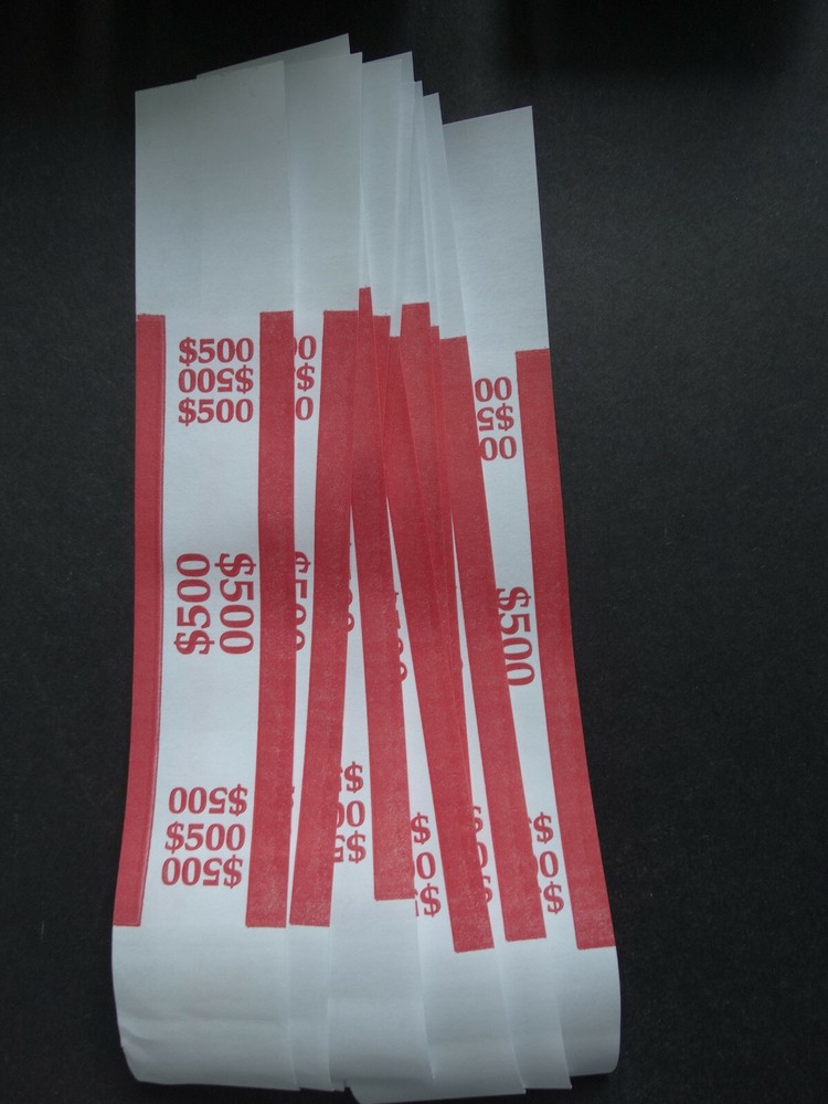 10 – Red $500 Cash Money Self-Sealing Straps Currency Bands