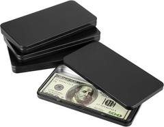 Metal Rectangular Cash Box with Lid – 4 Packs Currency Tray Money Holder Black M