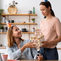 18th Birthday Pull-Out Money Gift Box for Girls Pink Rose Gold Cash Present