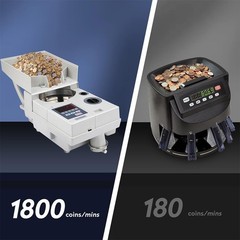 Ribao CS-10S High Speed Portable Coin Counter and Sorter, 1800 Coins per Minu…