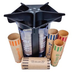 CO5IN1 Coin Sorter Tube Counter with Wrappers, 5-in-1 Change Black