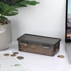 Hipiwe Plastic Cash Box with Lid Black Currency Tray Rectangular Money Organizer