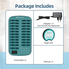 Retekess TD167A AM Restaurant Pager Calling System Guest Queuing 20 Buzzer Cafes