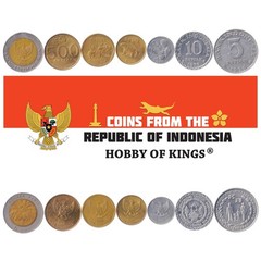 7 Coins from Indonesia | Indonesian Coin Set Collection 5 10 25 50 100 500 10…