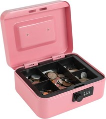 Portable Pink Cash Box Safe with Combination Lock – Freestanding, Durable Design