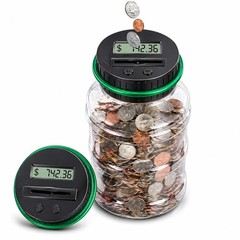 Accurate Digital Coin Counting Jar for Home & Office, 1.8L Clear ABS Coin Ban…