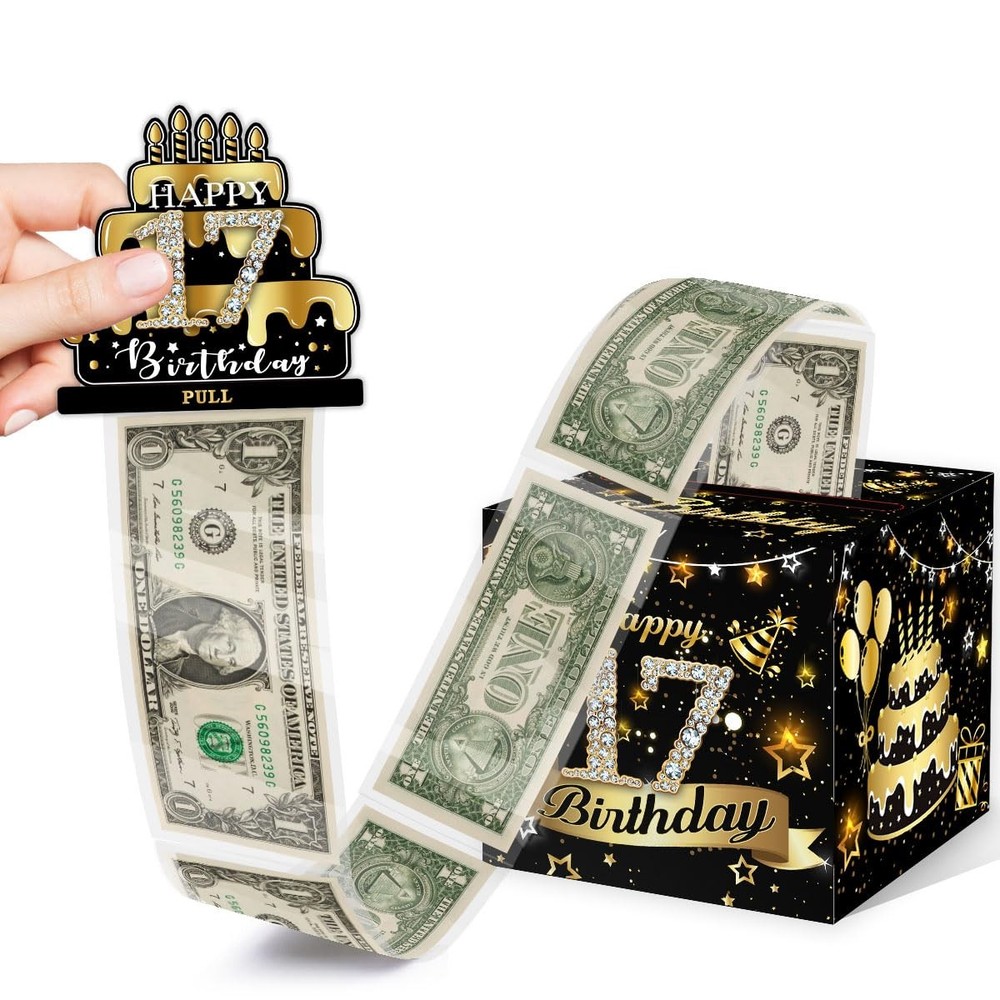 Money Box for Cash Birthday Gift, 17 Years Old Surprise Box Gift Box for Mone…