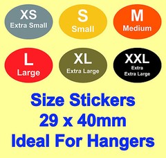 Coloured Ladies & Mens Clothes Size Stickers – Sticky Labels For Hangers