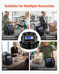 VEVOR Coin Counter Machine 5 Denominations USD Coin Sorter 225 Coins/Min LCD