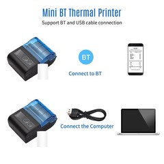 Receipt Printer, Sunydog Portable Mini Thermal US Plug, Black and blue