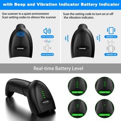 Symcode Bluetooth 2D Black, Barcode Scanner with Auto-Sensing Stand