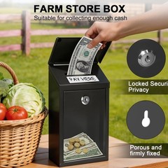 Money Drop Box with Lock & Slot, Metal Cash Collection & Suggestion Box for F…