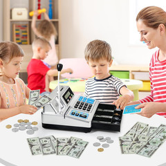 Calculator Cash Register – 103 Pcs Toy Cash Register, Store Set with Microphone,