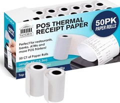 2-1/4″ x 50ft Thermal Paper Receipt, Cash Registers, POS Systems, 50 Rolls