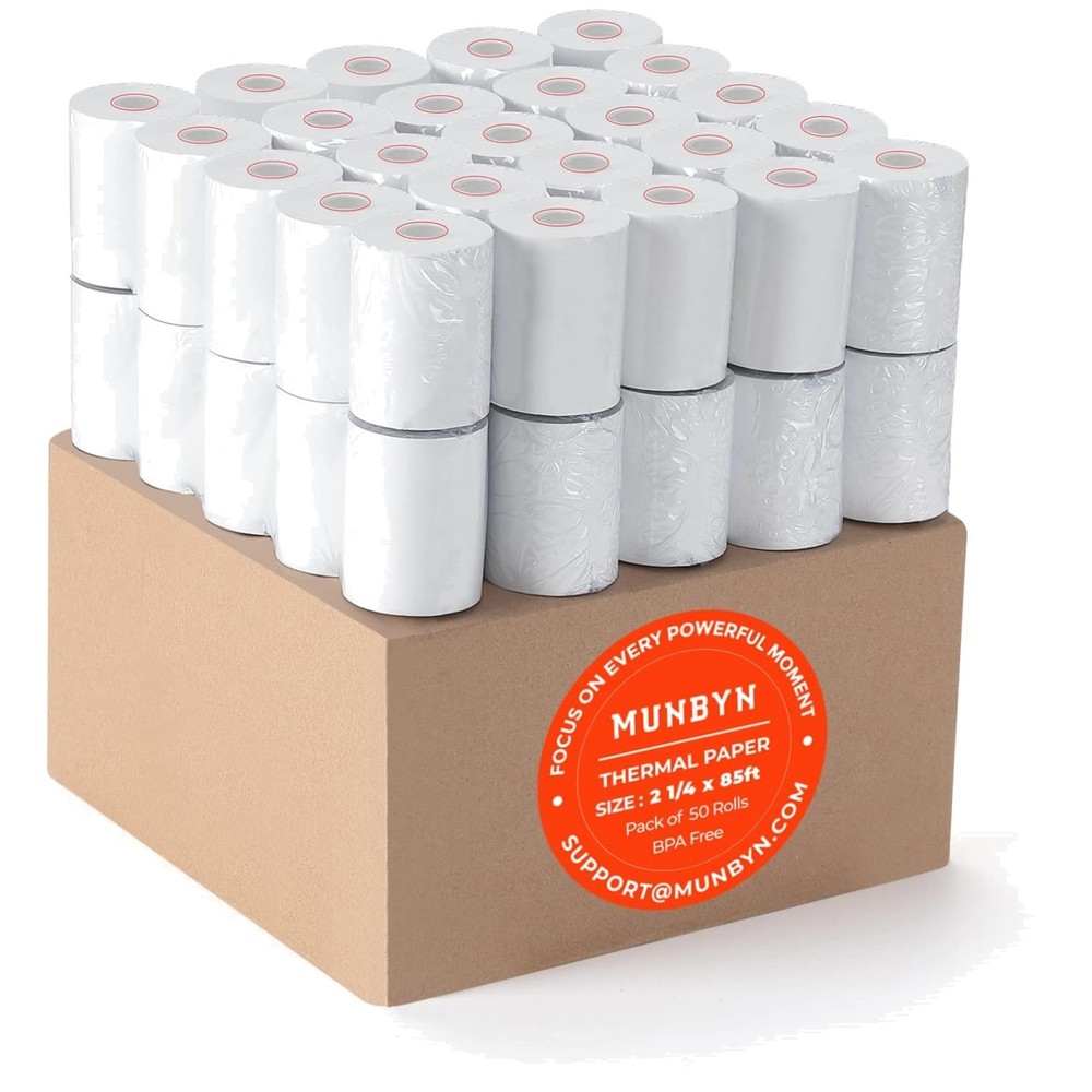 Biodegradable Thermal Paper Rolls – 2 1/4″ x 85′, 50 Pack