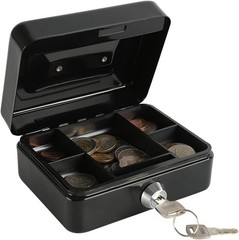 Black Mini Cash Box with Removable Coin Tray – Perfect for Teaching Kids Savings
