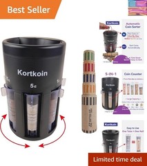 Automatic Coin Sorter 5-in-1 Coin Counter with Coin Wrappers, Empty Piggy Ban…