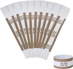 Brown ABA Standard Money Bands – 100 Self-Adhesive Bill Wrappers for Organizing