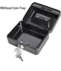 Jssmst Locking Medium Steel Cash Box with Money Tray, Lock Box, Black