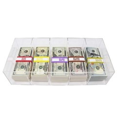 Clear Currency Tray, 5 Compartment Cash Organizer Money Storage Box, 300 Curr…