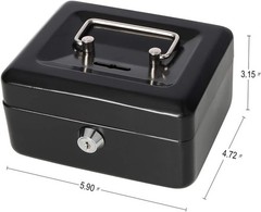 Small Portable Cash Box with Key Lock – Metal Coin Bank for Adults & Kids