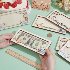 Money Holder for Cash Gift, 6 Pcs Surprise Wooden Cash Money Gift Card Holder…