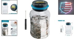 Large Piggy Banks for Adults, Digital Counting Money Jar, 1.8L Capacity Coin …