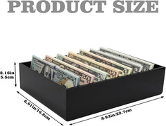 8 Compartment Money Organizer, Black Acrylic Cash Tray Holder for Bills