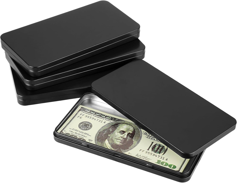 4 Pack Metal Cash Box Storage Tin Container Lid Organizer Jewelry Coin Holder