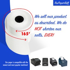 PM Company Cash Register Paper Rolls, 3 Inch x 165 Feet, 50 Rolls per Carton