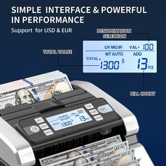 Money Counter Machine with Value Count UV/MG/IR/MT/DD Counterfeit Bill Detection