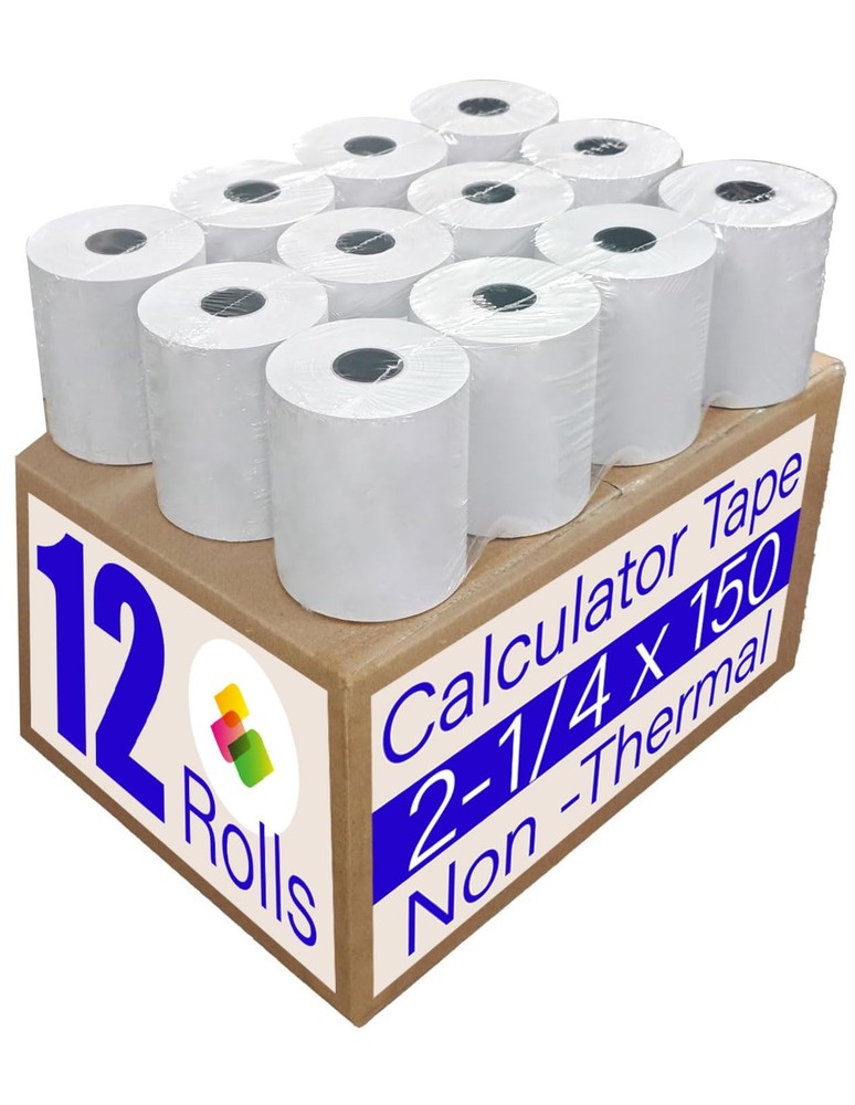 (12 Rolls)2 1/4 in x 150 ft Adding Machine Tape Rolls, for HR-10RC, HR-170RC,…