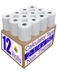 (12 Rolls)2 1/4 in x 150 ft Adding Machine Tape Rolls, for HR-10RC, HR-170RC,…